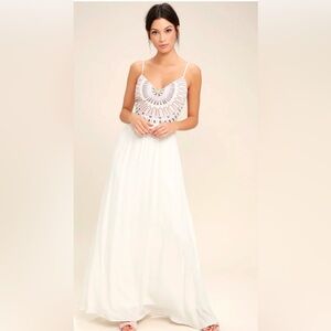 Brand New-Lulu’s Ascension Island White Embroidered Maxi Dress